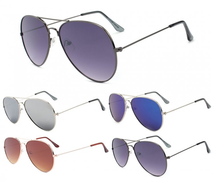 Flat Lens Aviator Metal Sunglasses AV013