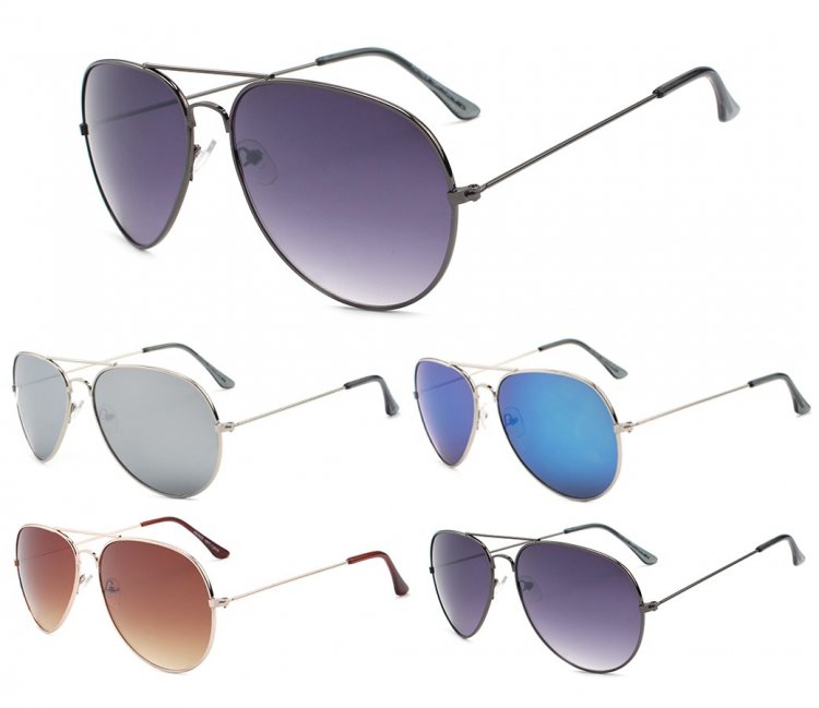 Spherical Lens Aviator Metal Sunglasses AV014